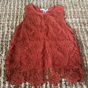 Burnt orange lace tank